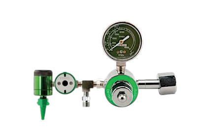 50 PSI Preset CGA 540 Oxygen Regulator (0-15 LPM Click Style Flowmeter, Ohmeda Coupler With DISS Auxiliary Port)