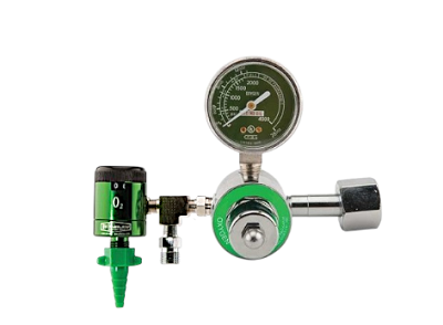 50 PSI Preset CGA 540 Oxygen Regulator (0-15 LPM Click Style Flowmeter and DISS Auxiliary Port)